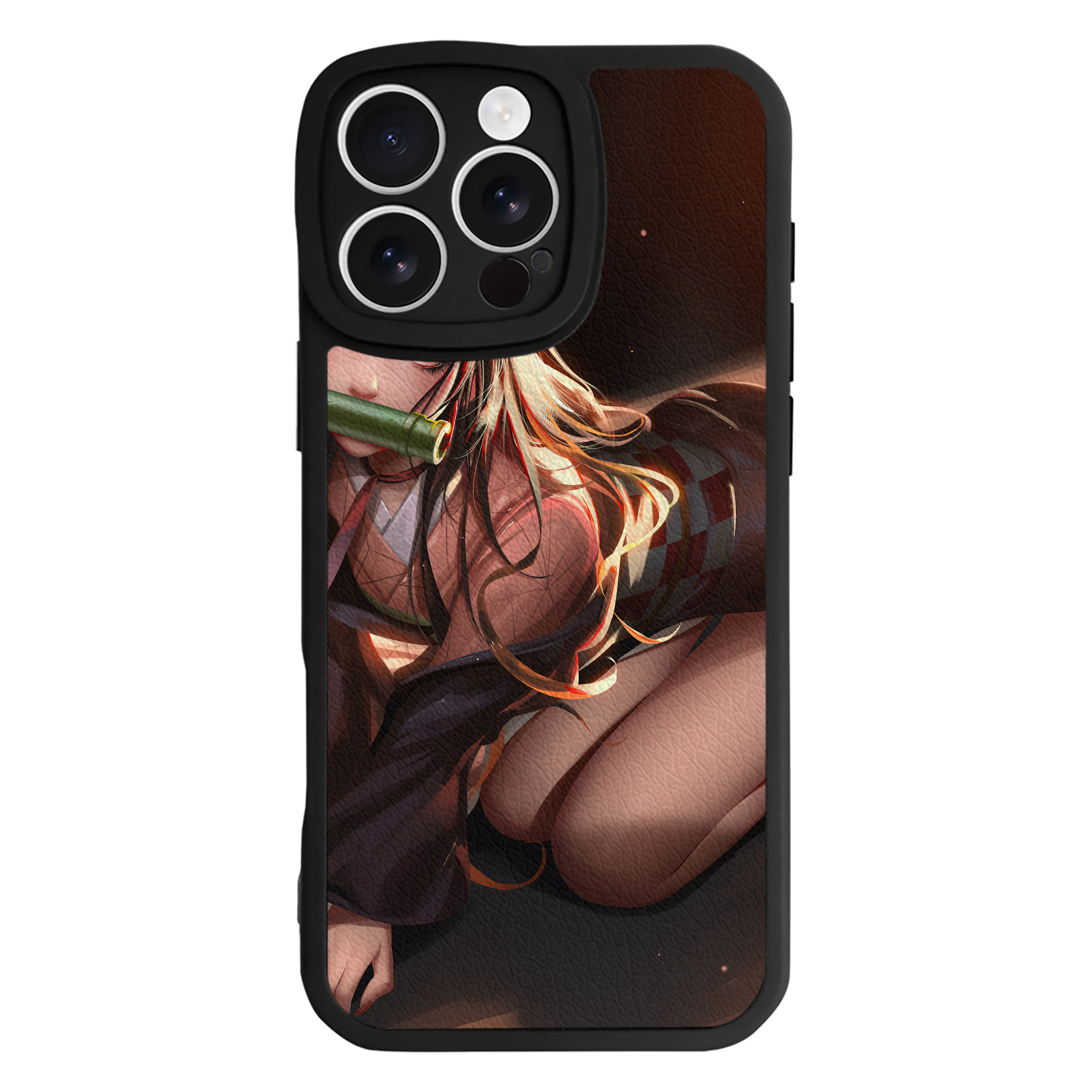 （画像用） 鬼滅の刃（きめつのやいば）竈門 禰󠄀豆子／かまど ねずこ Kamado Nezuko 【iPhone 16シリーズ対応】シリコンスマホケース（レザー調） 材質：シリコン